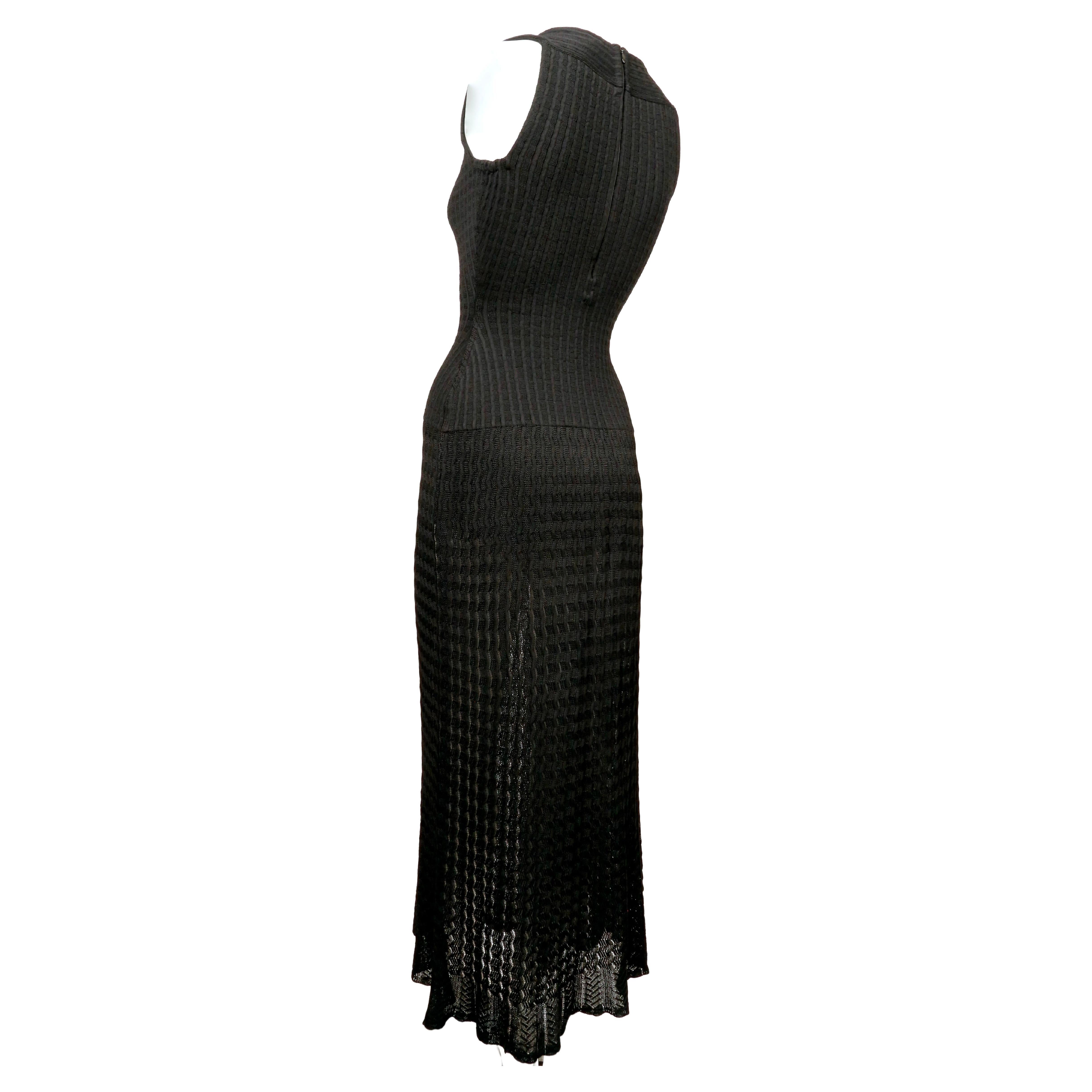 Documented Spring 1992 Azzedine Alaia Black Bodyt Hugging Knit Off Shoulder main image 1
