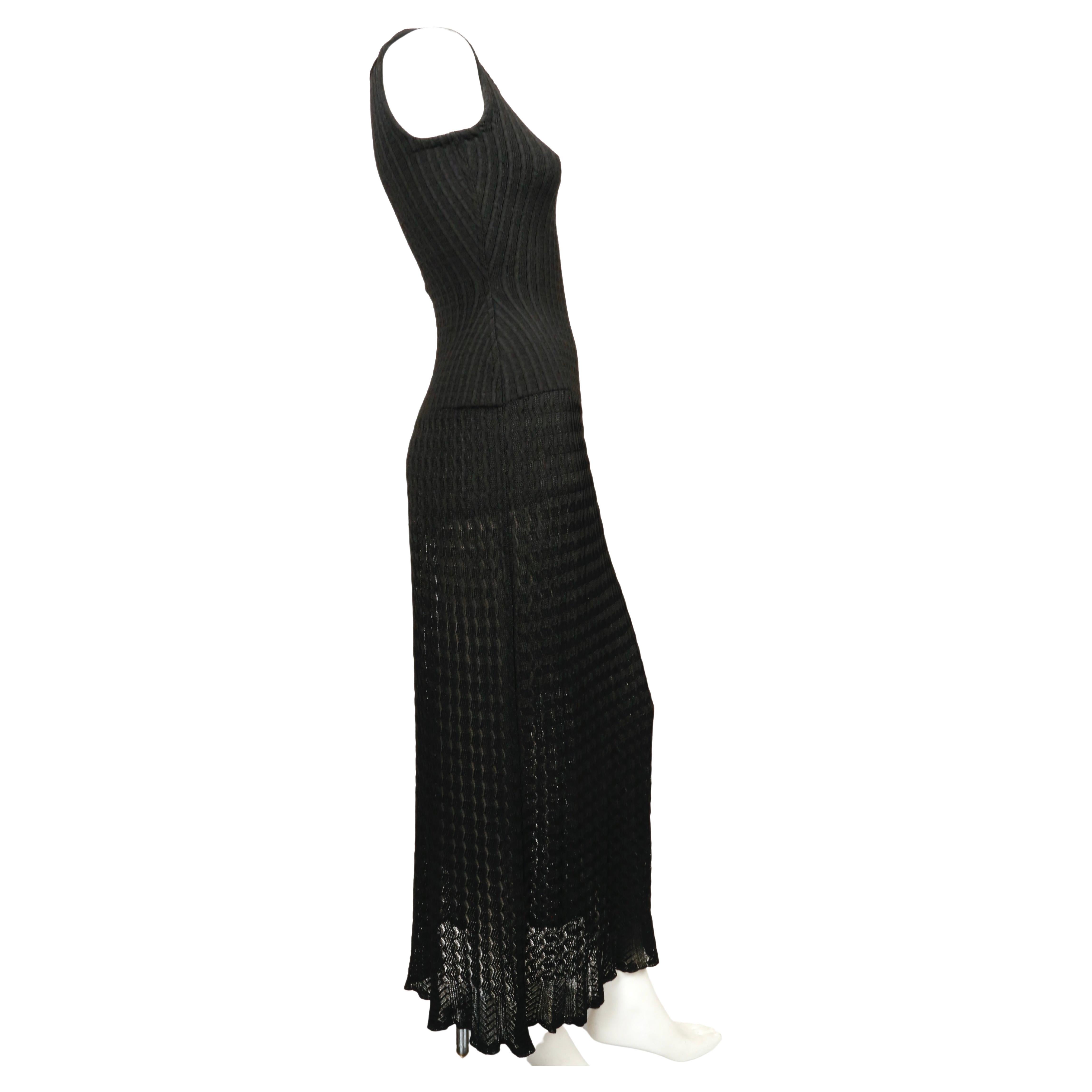 1992 AZZEDINE ALAIA black open knit long sleeveless dress In Good Condition In San Fransisco, CA