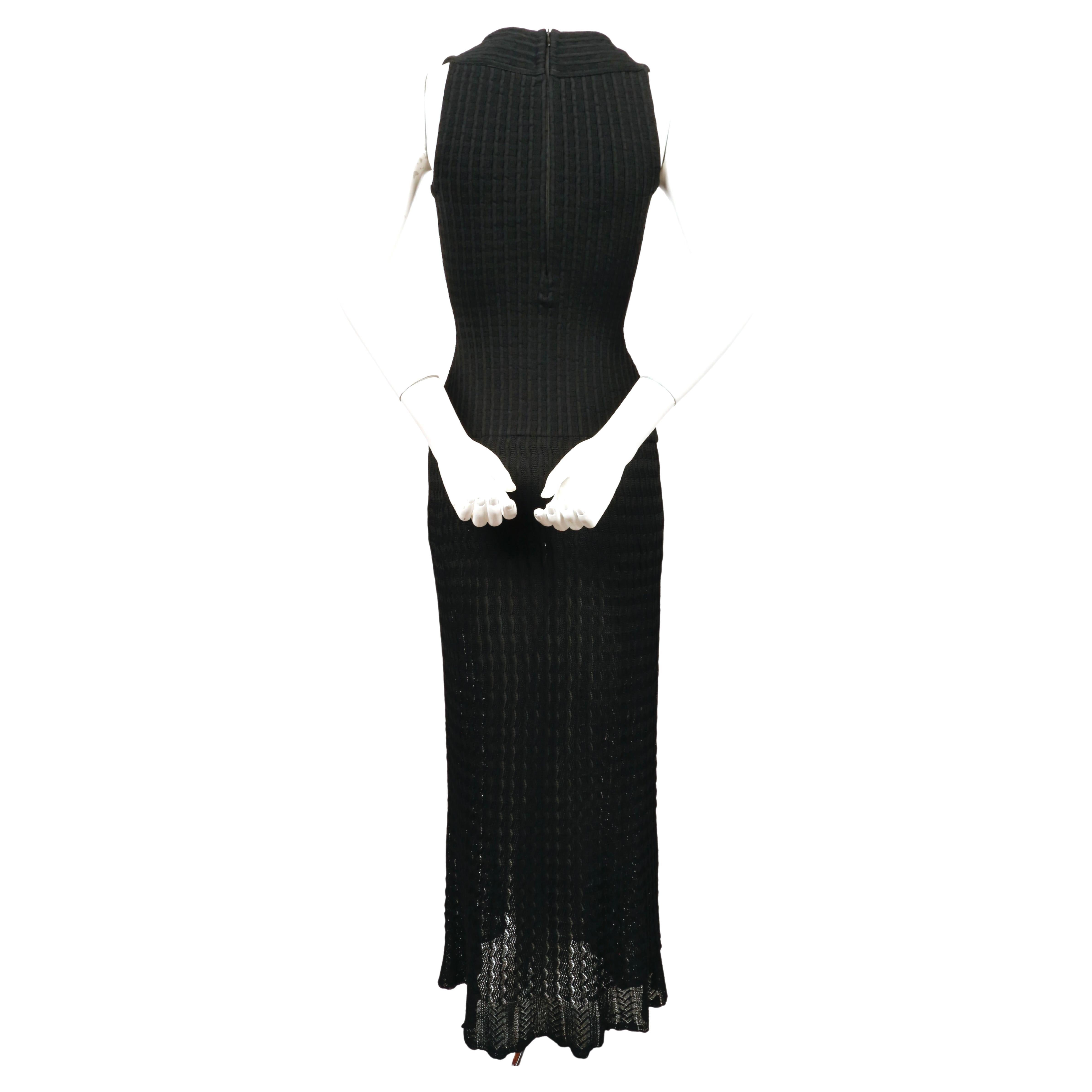 Women's or Men's 1992 AZZEDINE ALAIA black open knit long sleeveless dress