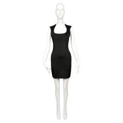 1992 AZZEDINE ALAIA black sleeveless dress with scalloped edges