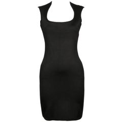 1992 AZZEDINE ALAIA black sleeveless dress with scalloped edges