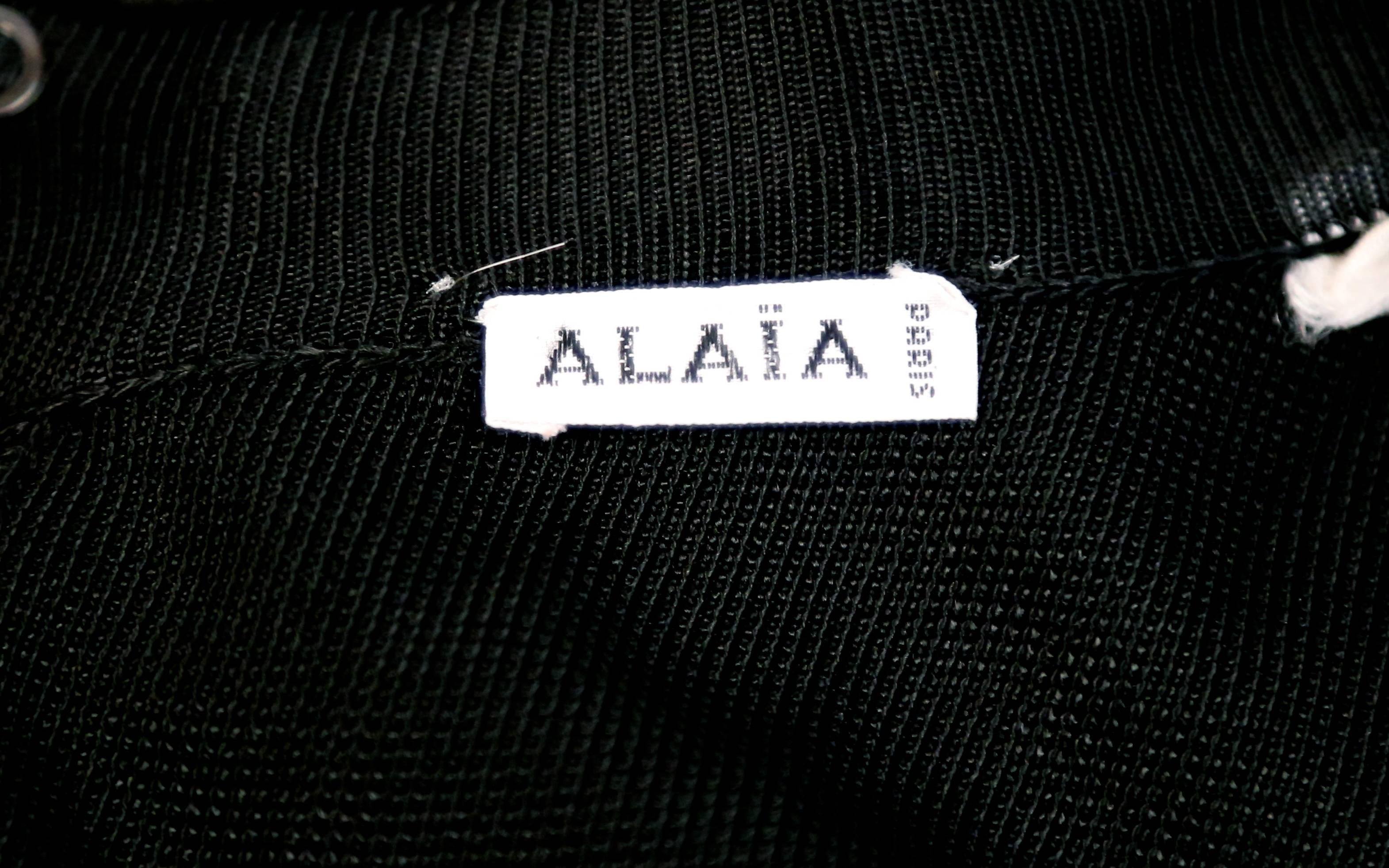 1992 Azzedine Alaia documented black dress with sheer asymmetrical hemline For Sale 1