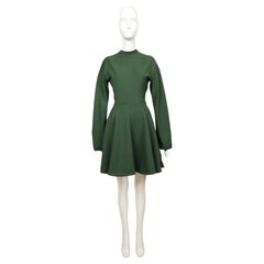1992 AZZEDINE ALAIA green seamed mini dress with full skirt