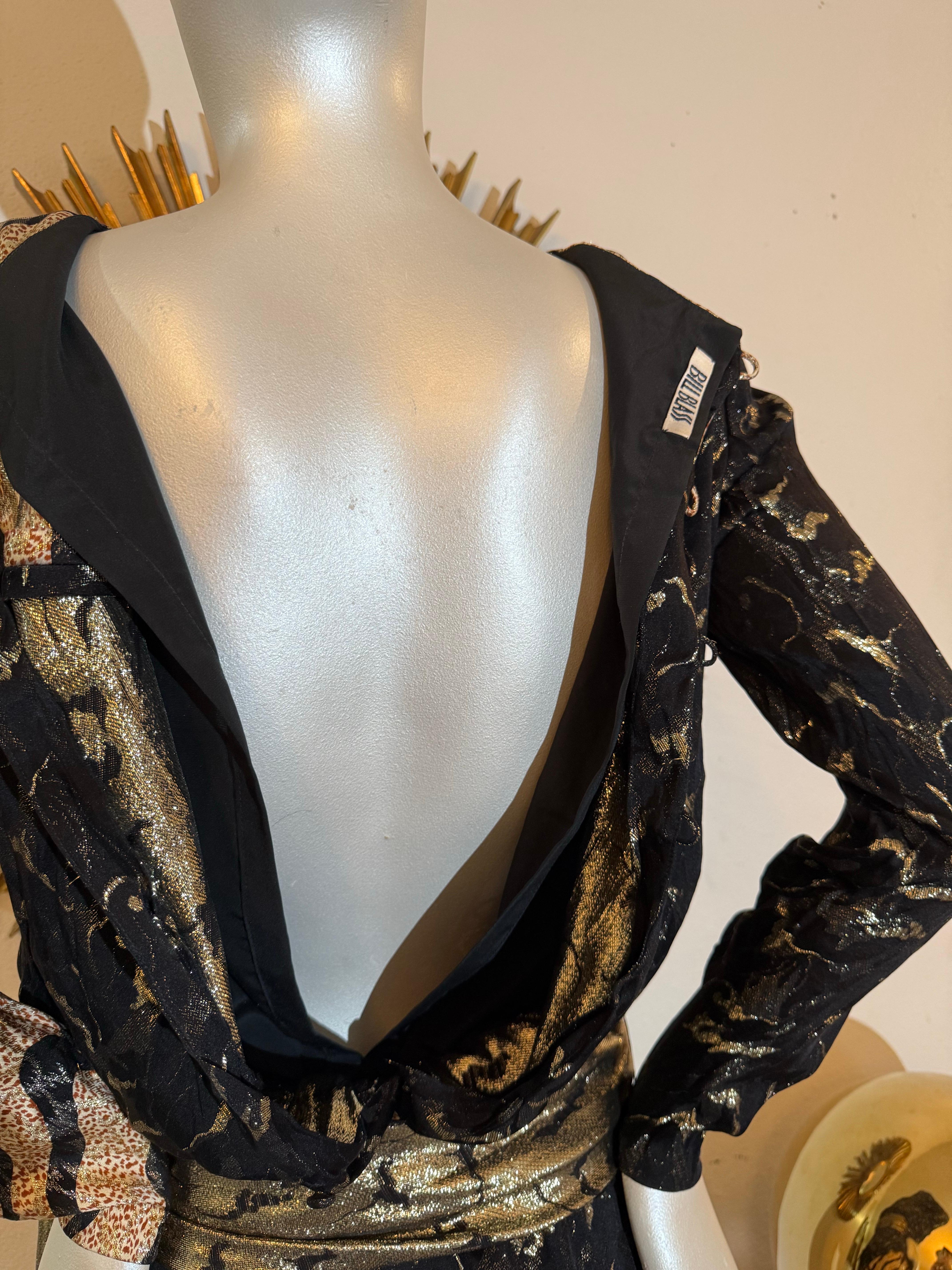 1992 - Bill Blass - Robe de cocktail en soie et lurex à motif animalier avec ceinture en vente 14