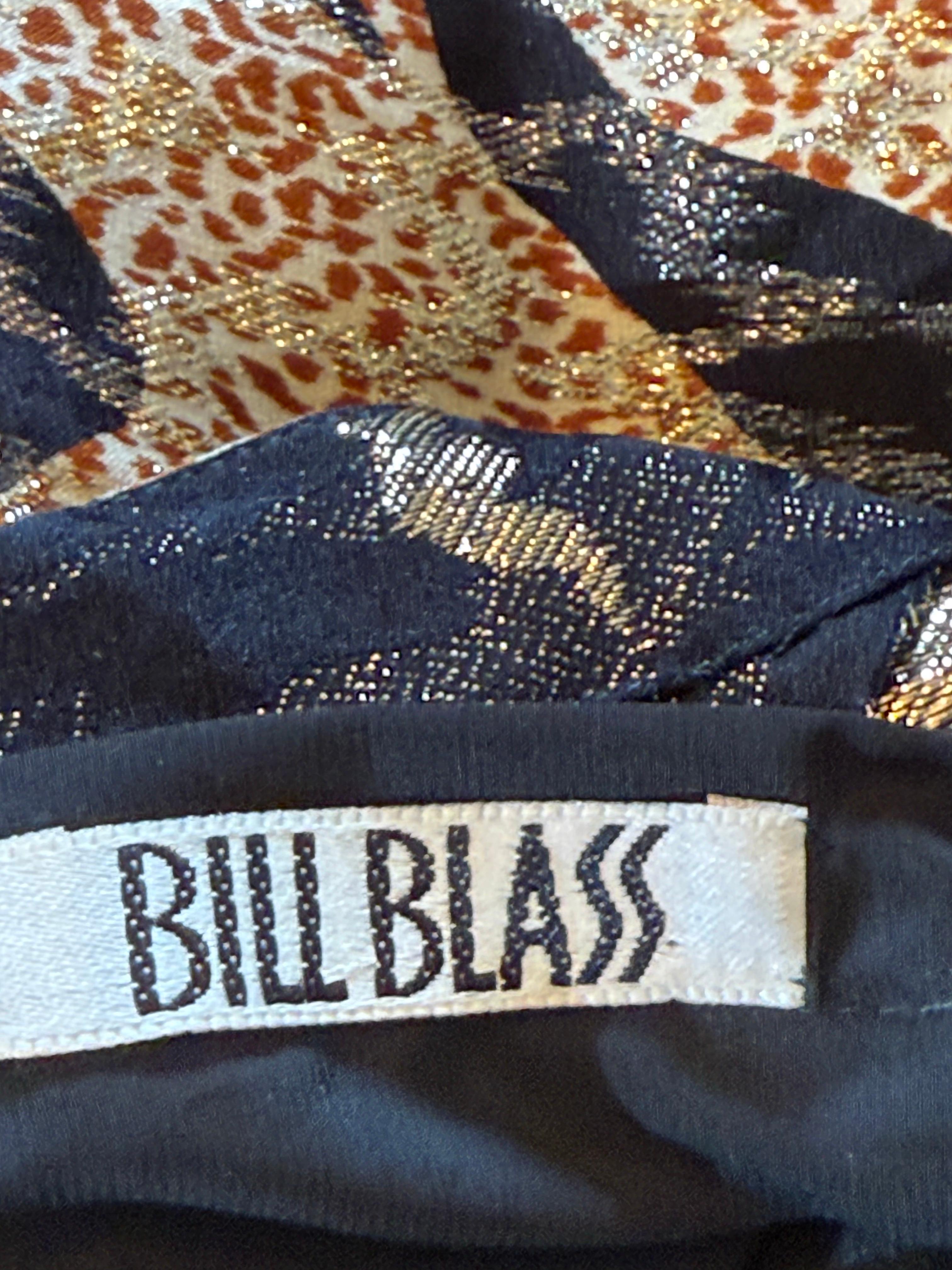 1992 - Bill Blass - Robe de cocktail en soie et lurex à motif animalier avec ceinture en vente 15
