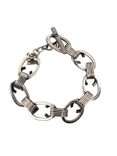 1992 Brenda Schoenfeld Sterling Silber Oval Link Toggle-Armband #22556