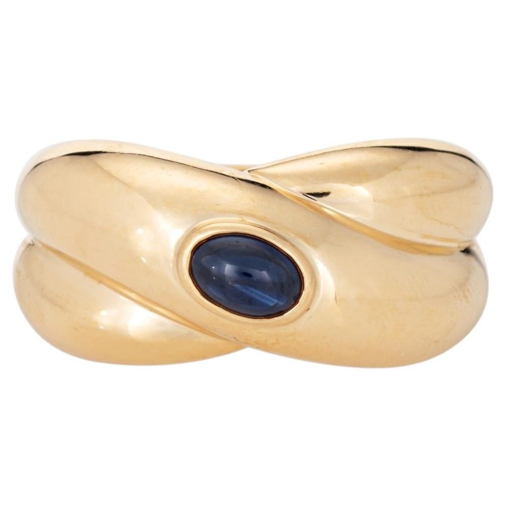 1992 Cartier Colisee Sapphire Ring Sz 6.75 EU 54 Band 18k Yellow Gold Signed For Sale