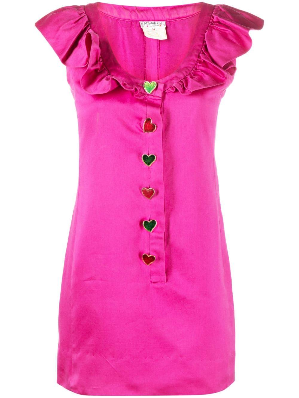 1992 Catwalk  Yves Saint Laurent YSL Pink Cotton Mini Dress For Sale 3