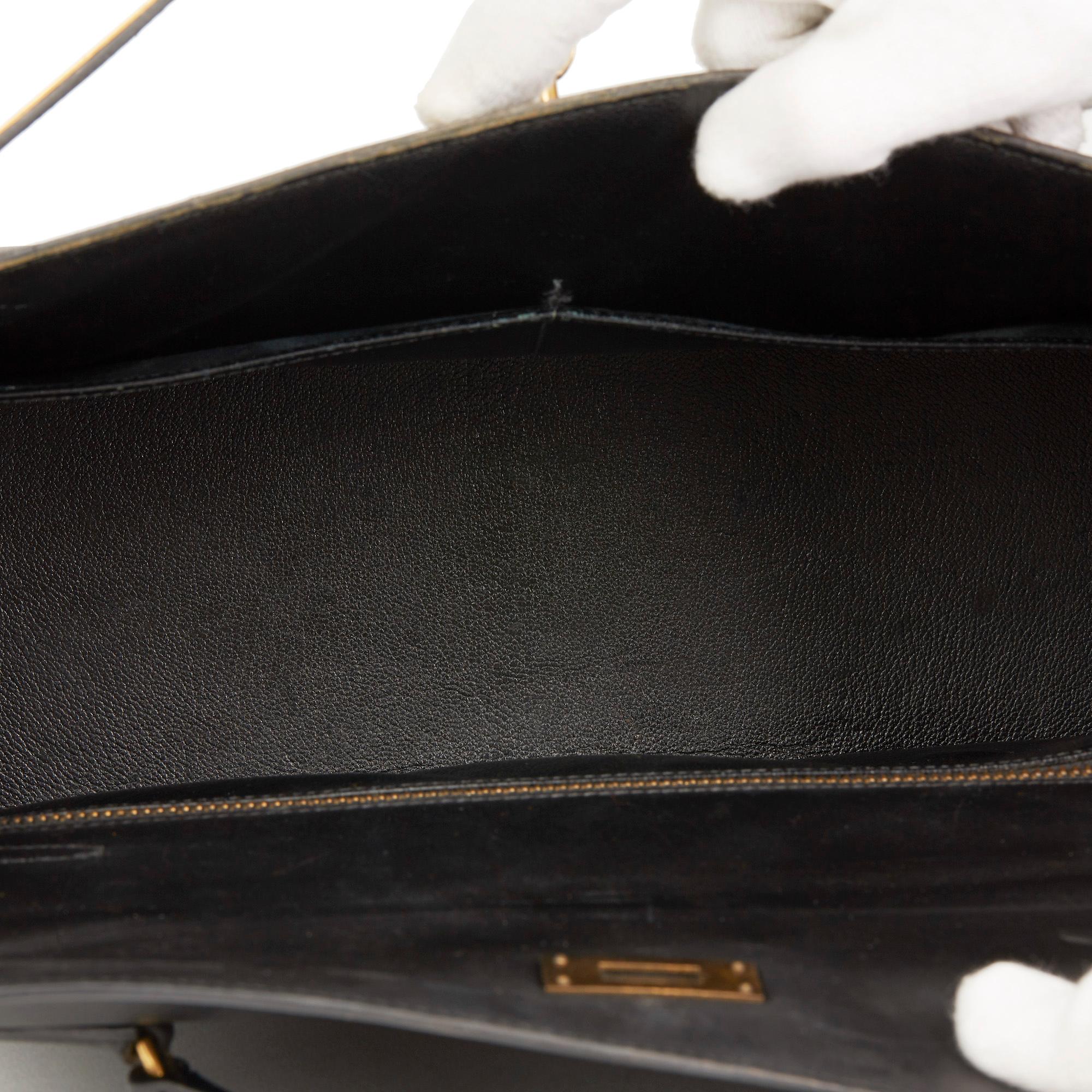 1992 Hermès Black Box Calf Leather Vintage Kelly 32cm 6