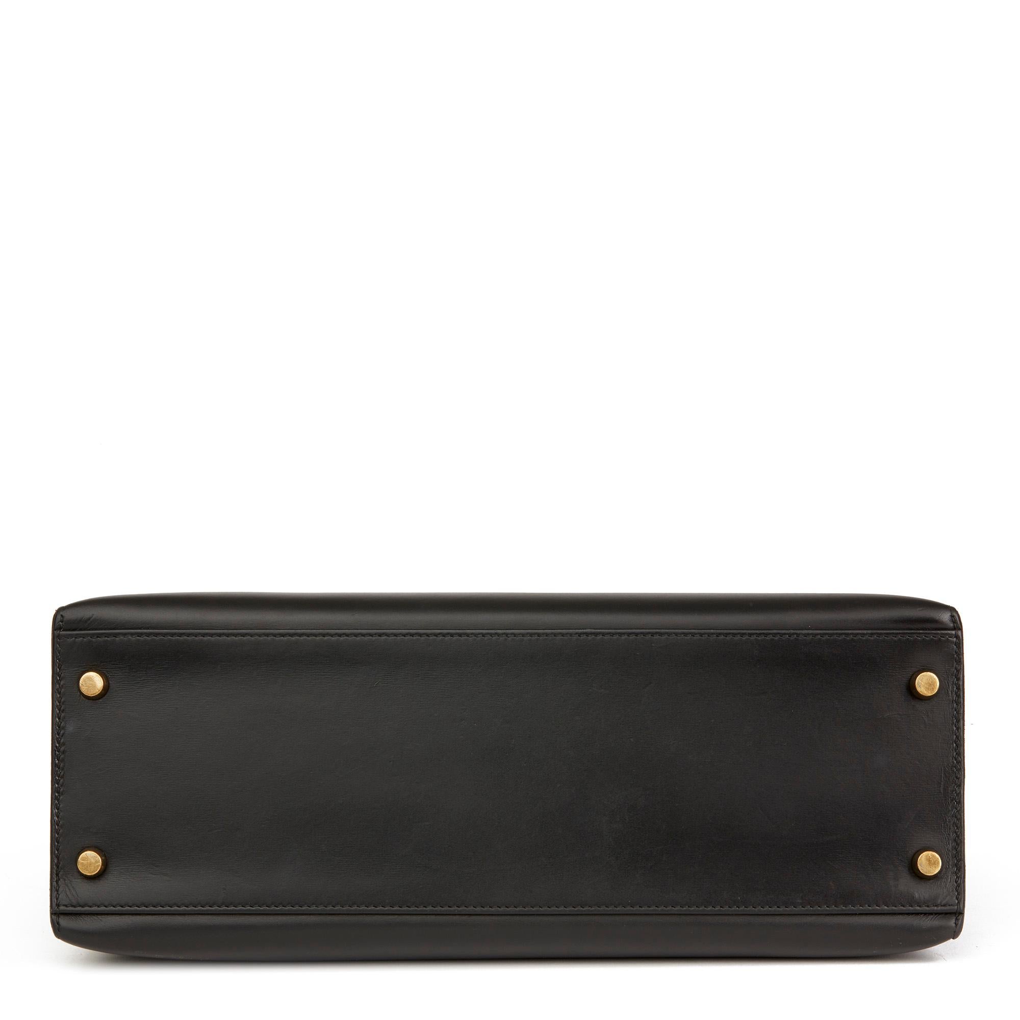 1992 Hermès Black Box Calf Leather Vintage Kelly 32cm 2