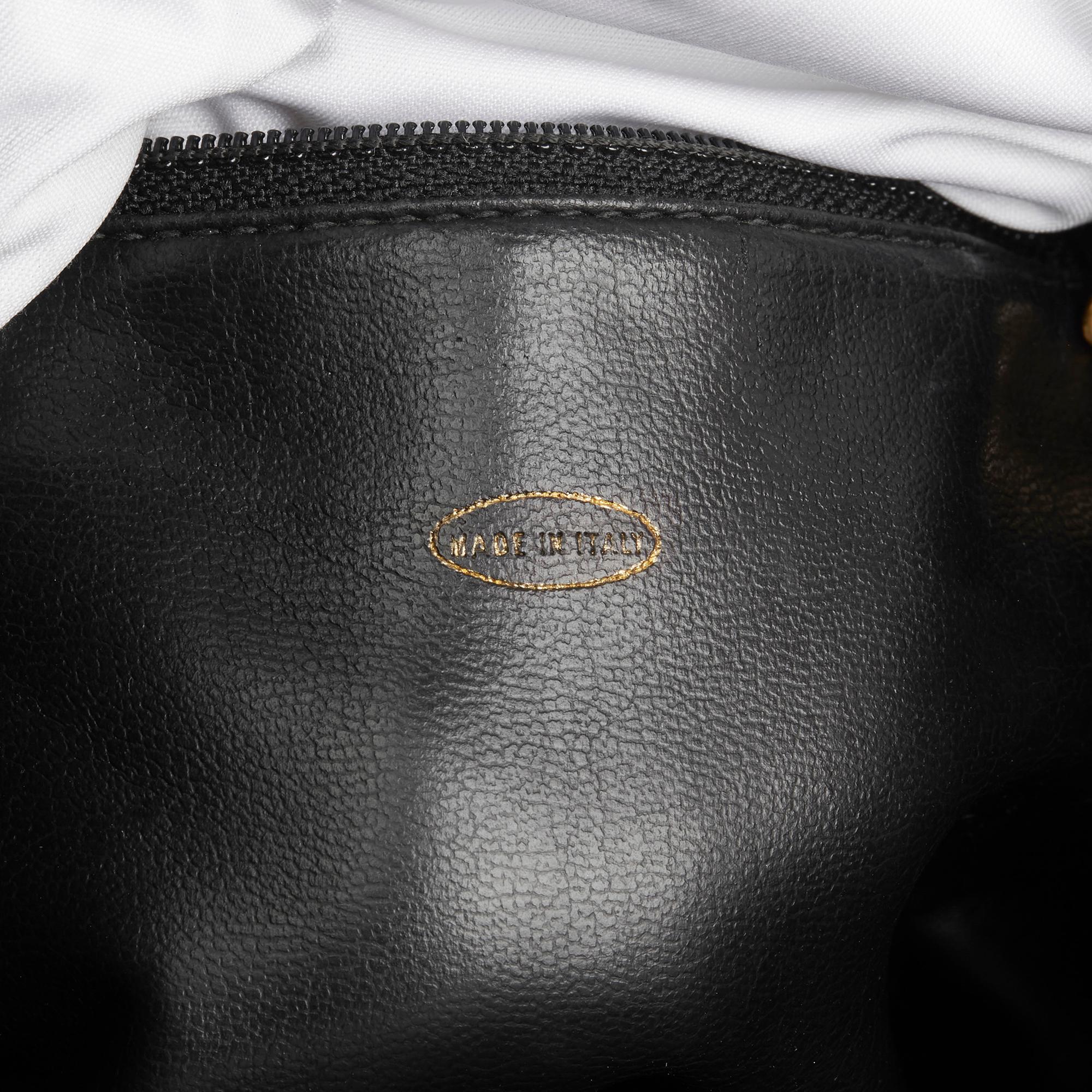 1992 Chanel Black Caviar Leather Vintage Logo Trim Bucket Bag 4