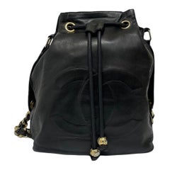 1992 Chanel Schwarze Ledertasche