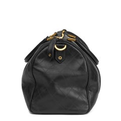 1992 Chanel Black Quilted Lambskin Vintage Boston 45