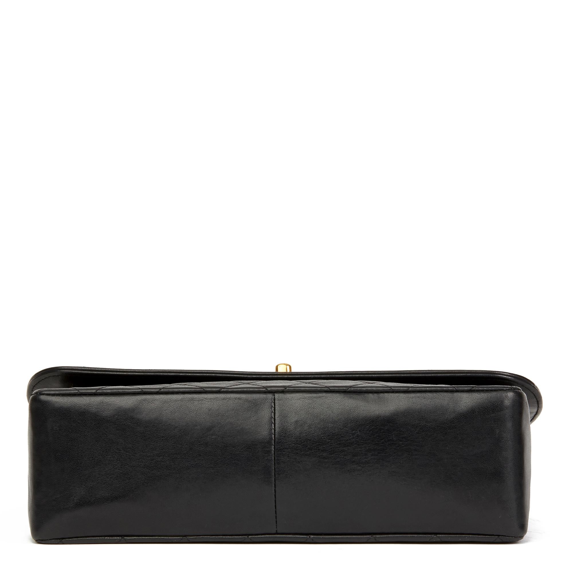 1992 Chanel Black Quilted Lambskin Vintage Classic Single Flap Bag with Wallet 1