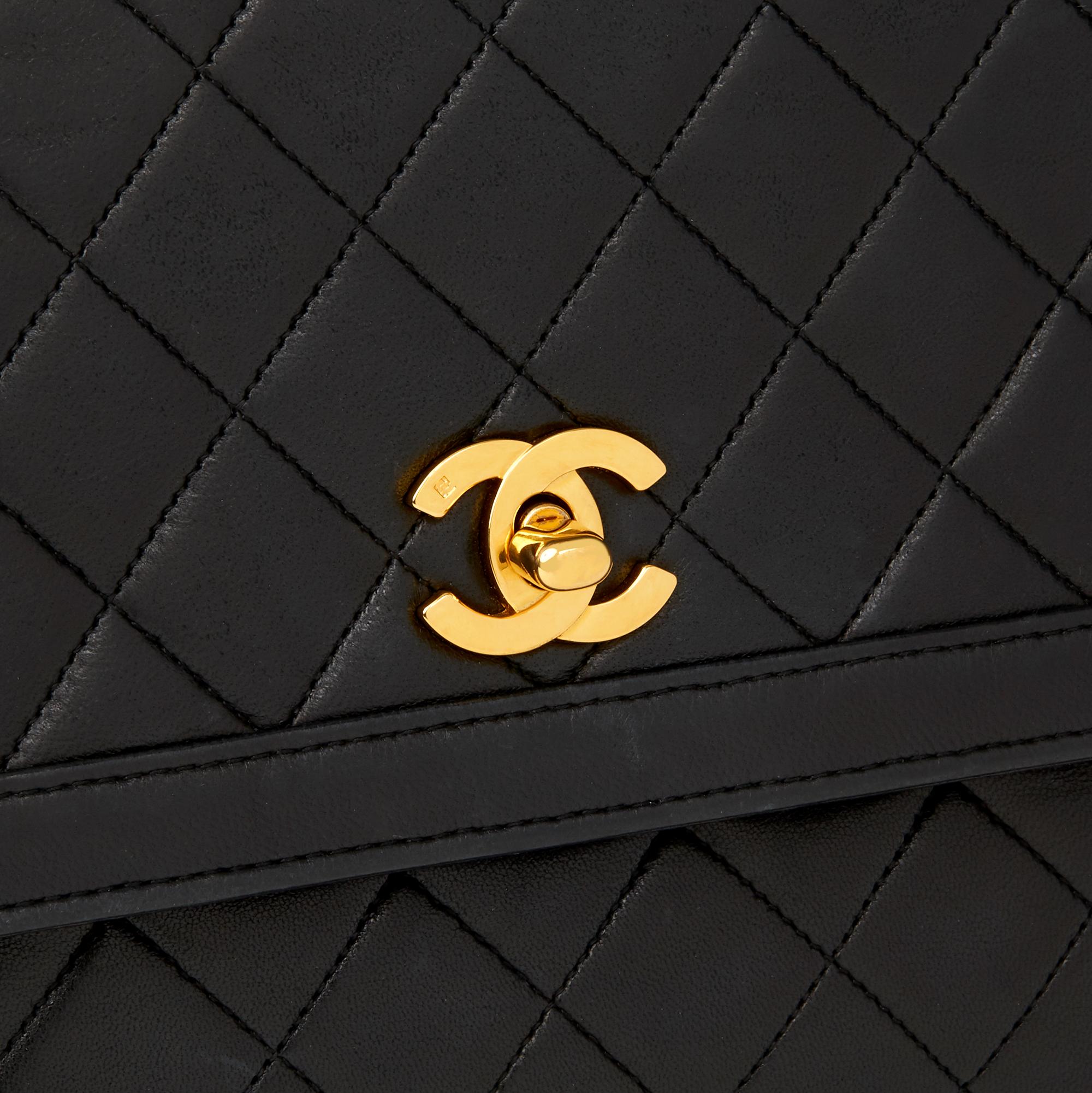 1992 Chanel Black Quilted Lambskin Vintage Classic Single Flap Bag with Wallet 2