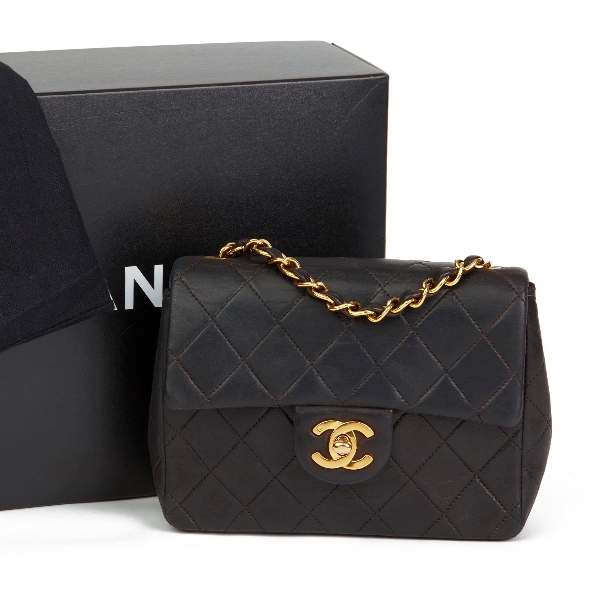 1992 Chanel Black Quilted Lambskin Vintage Mini Flap Bag 7