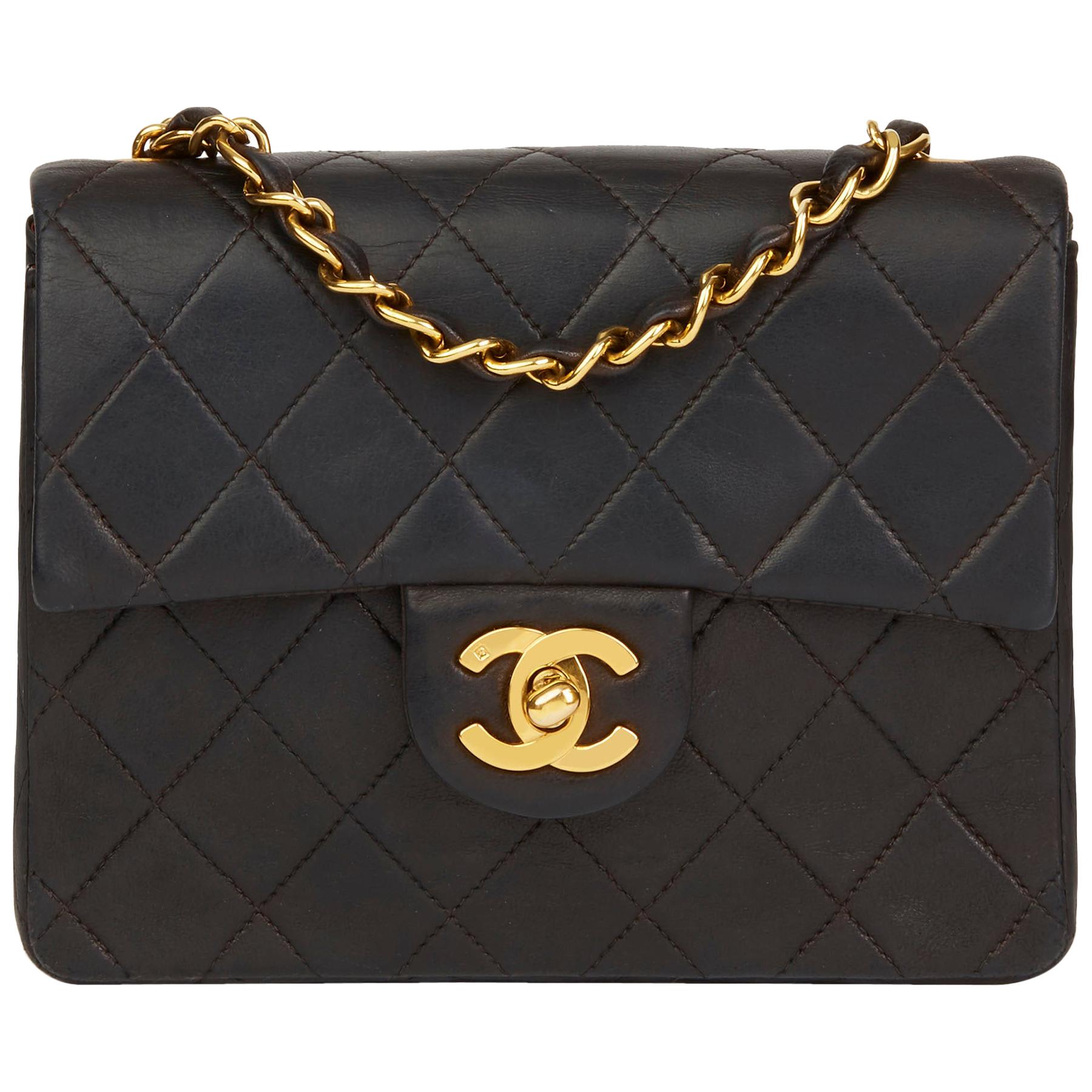 1992 Chanel Black Quilted Lambskin Vintage Mini Flap Bag