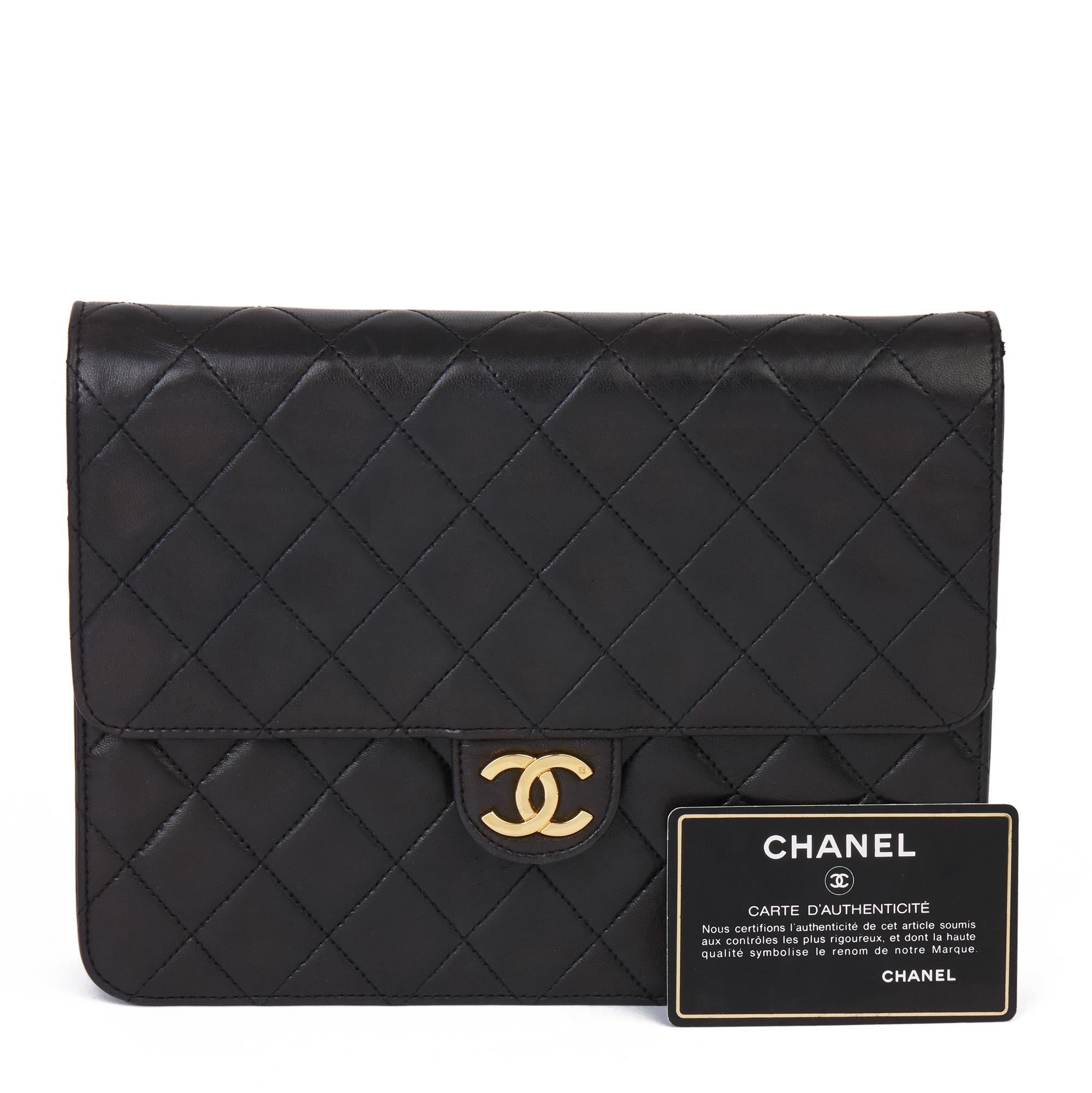 1992 Chanel Black Quilted Lambskin Vintage Small Classic Single Flap Bag 5