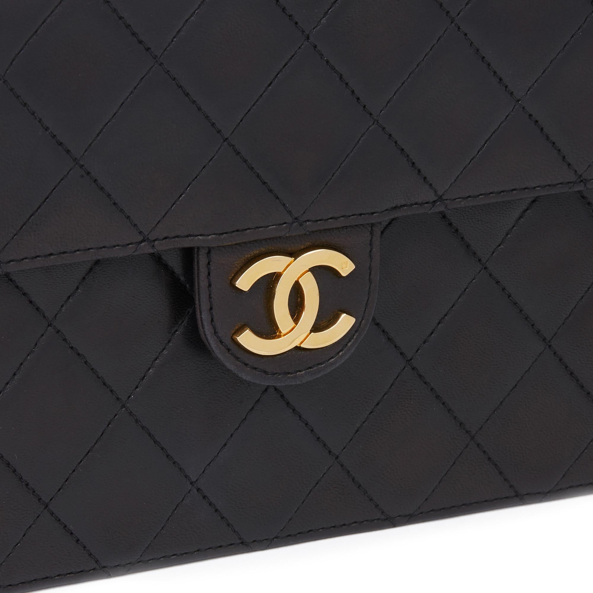 Women's 1992 Chanel Black Quilted Lambskin Vintage Small Classic Single Flap Bag
