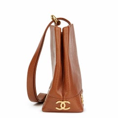 1992 Chanel Brown Caviar Leather Vintage Logo Trim Bucket Bag