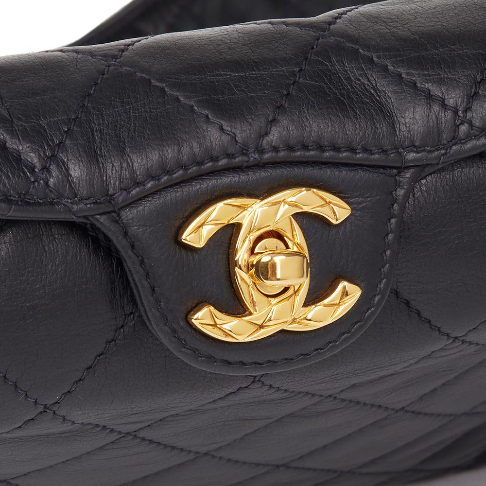 1992 Chanel Navy Quilted Lambskin Vintage Classic Single Flap Bag 1