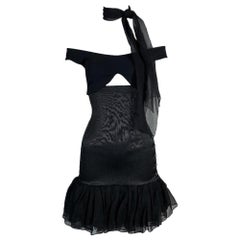 1992 Complice by Dolce & Gabbana Black Off Shoulder Crop Top & High Waist Skirt