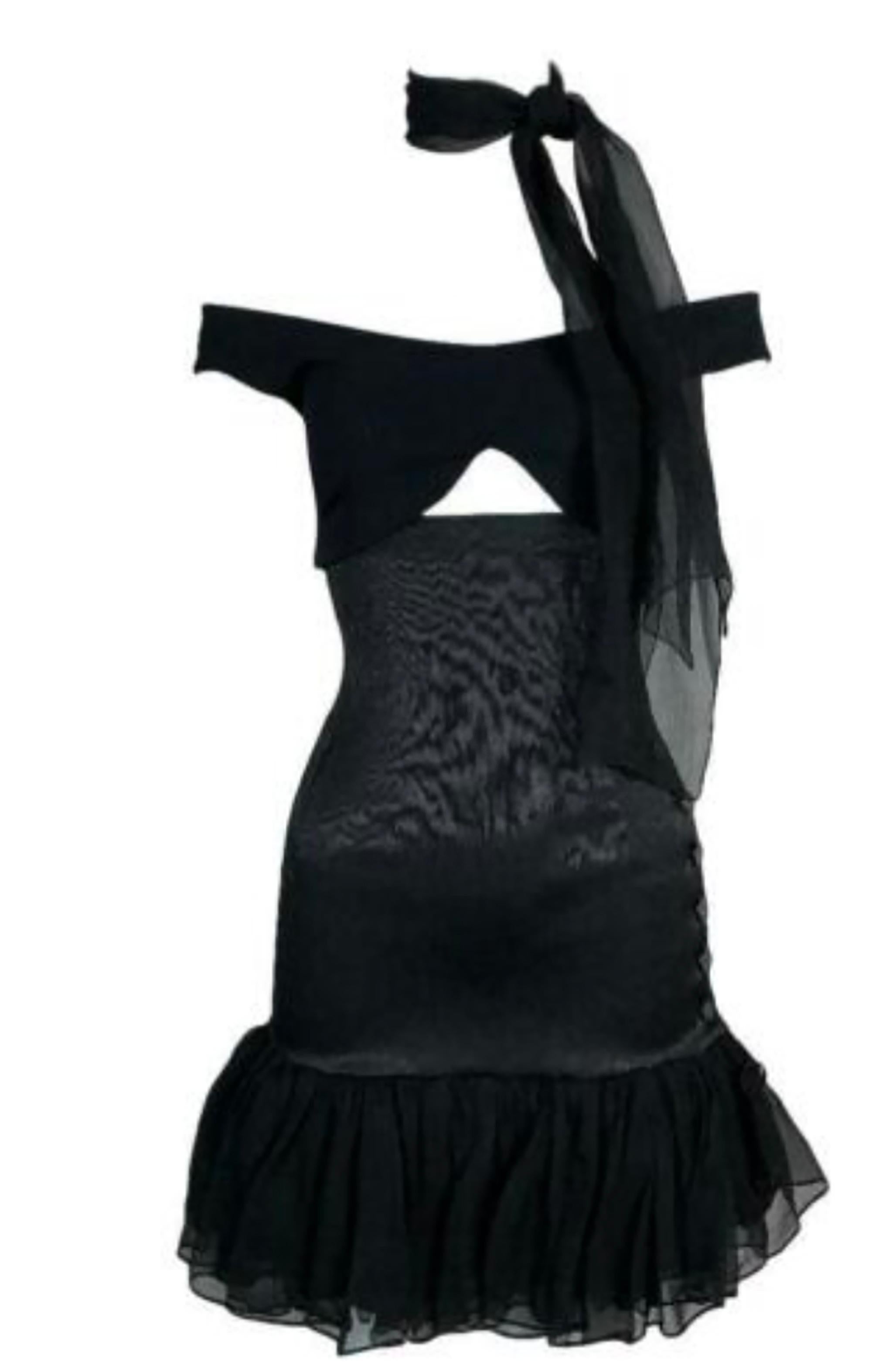 Black 1992 Complice by Dolce & Gabbana High Waisted skirt and Top Set 