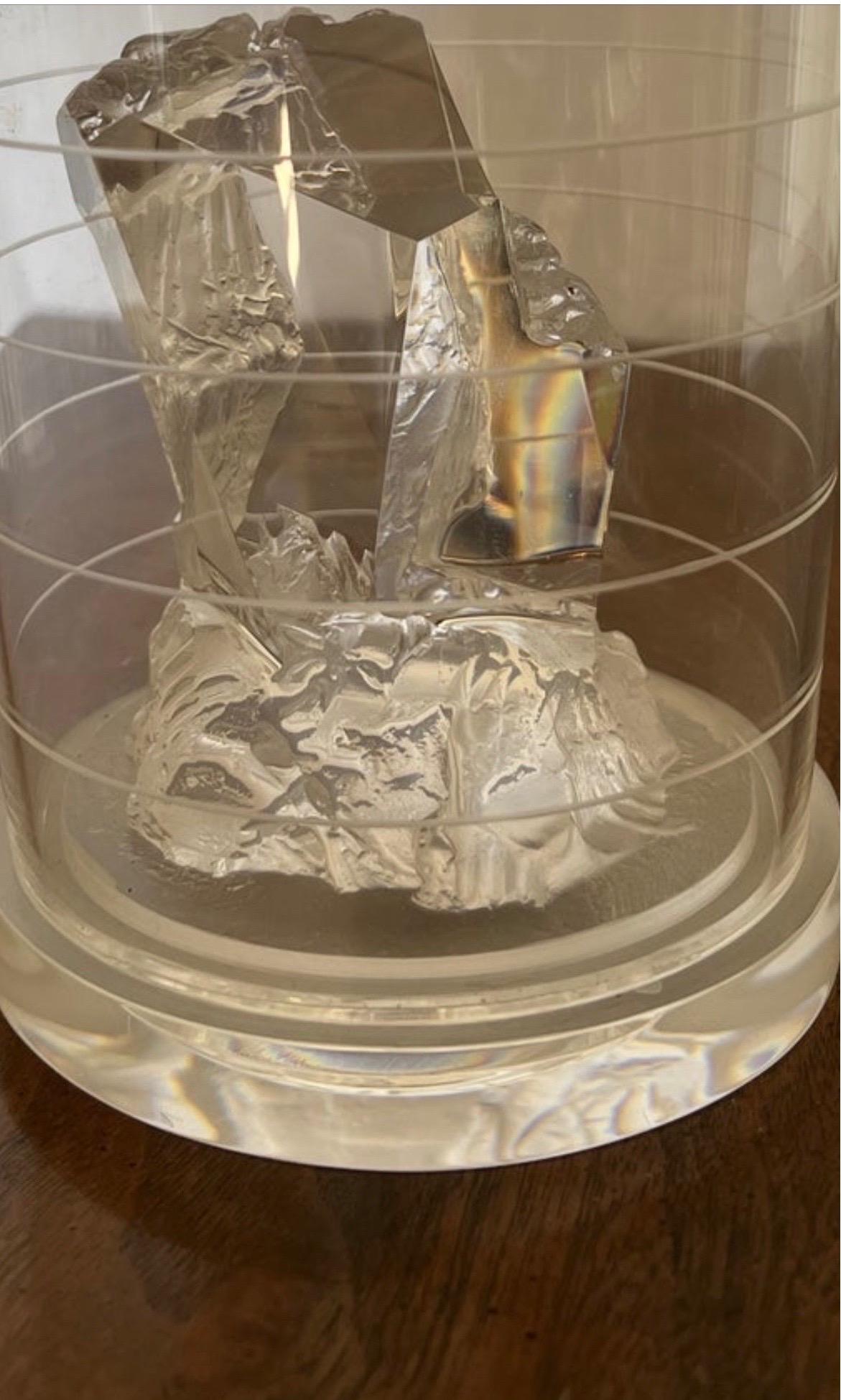 1992 David Dowler Steuben Art Glass 1/1 Ice Berg Beaker Sculpture In Good Condition For Sale In Atlanta, GA