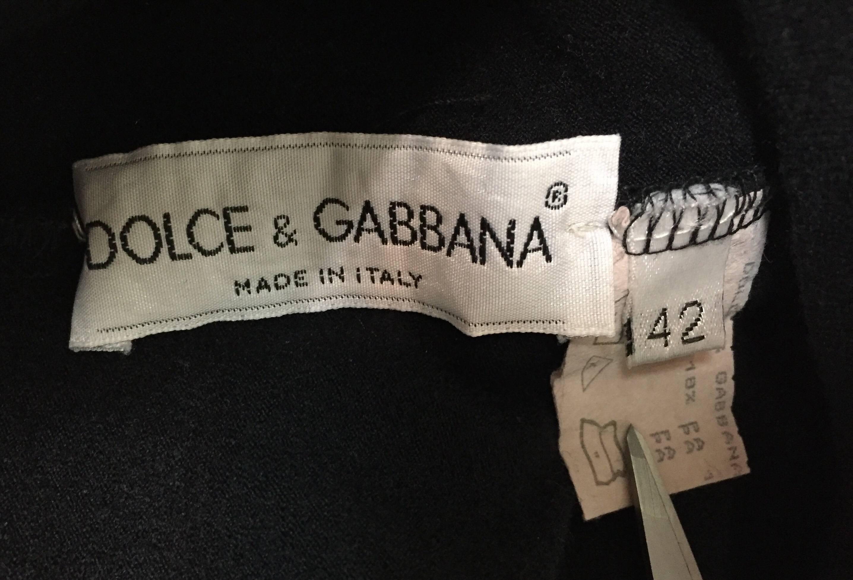 Women's Dolce & Gabbana Black L / S Crop Top and High Waist Mini Skirt Ensemble, 1992