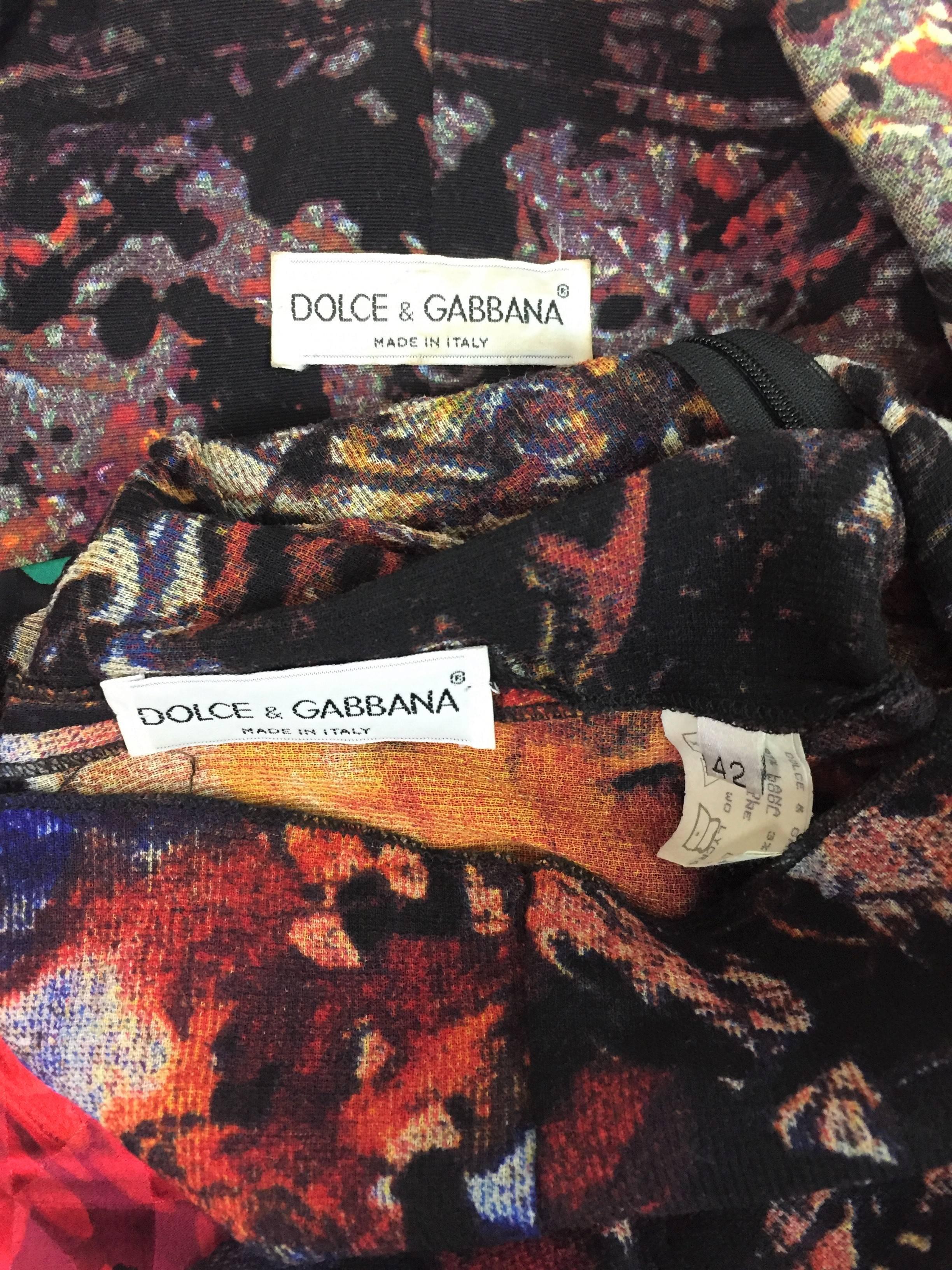 1992 Dolce & Gabbana Paint Splatter Print High Waist Leggings & Jacket Set 1