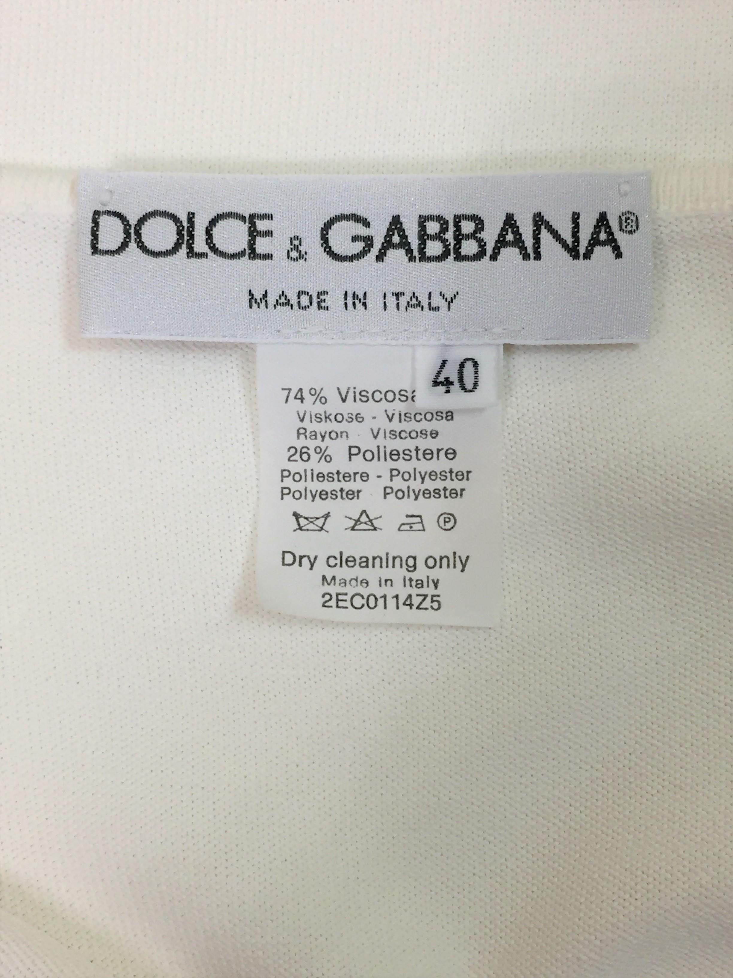 Gray 1992 Dolce & Gabbana Ivory Knit Plunging Mini Dress