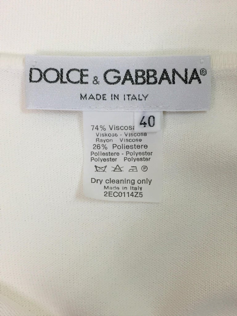 1992 Dolce and Gabbana Ivory Knit Plunging Mini Dress at 1stDibs