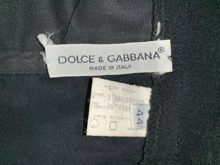 1992 Dolce and Gabbana Pin-Up Slash Front Cut-Out Black Bandage Mini ...