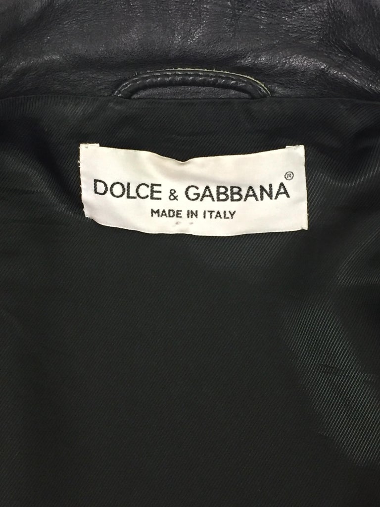1992 Dolce and Gabbana Runway Black Leather Tattoo Biker Jacket For ...