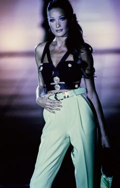 F/W 1992 Gianni Versace Couture Black Leather 'Miss S&M' Bondage Vest