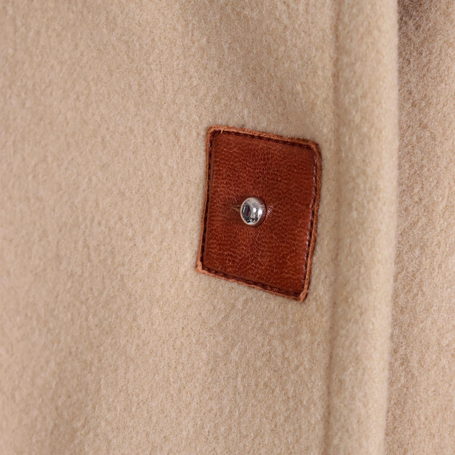 1992 F/W Isaac Mizrahi Cashmere Wool Coat with Leather Carrying Handle & Trim For Sale 5