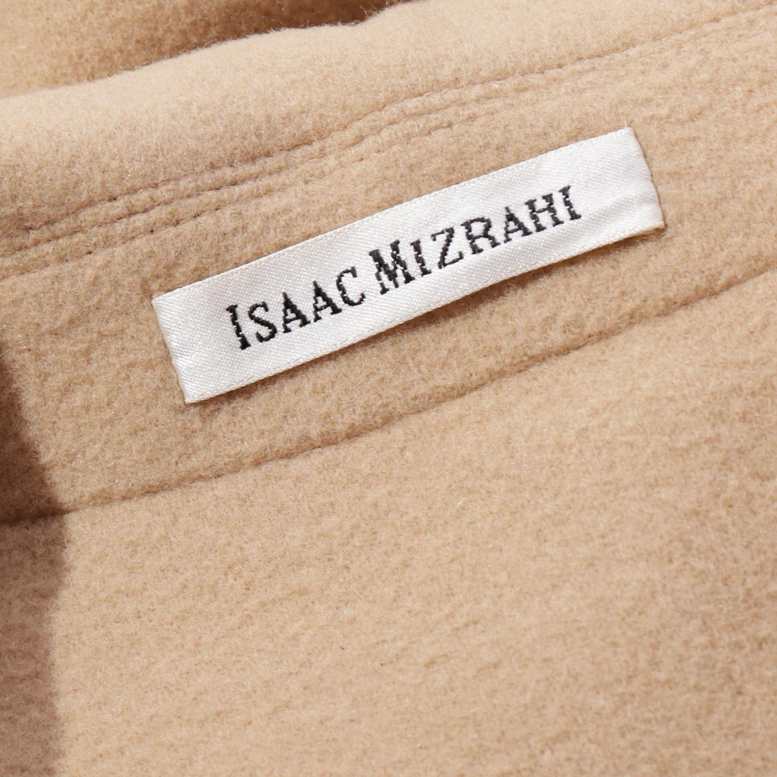 1992 F/W Isaac Mizrahi Cashmere Wool Coat with Leather Carrying Handle & Trim For Sale 7