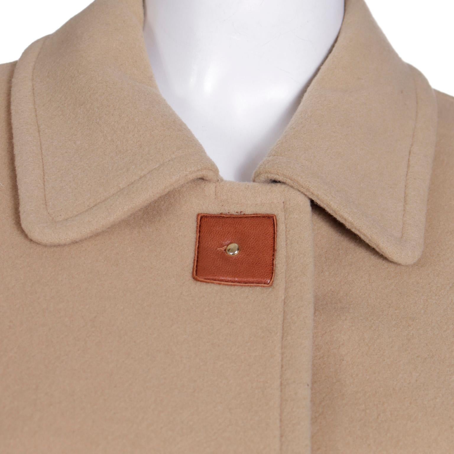 1992 F/W Isaac Mizrahi Cashmere Wool Coat with Leather Carrying Handle & Trim For Sale 4
