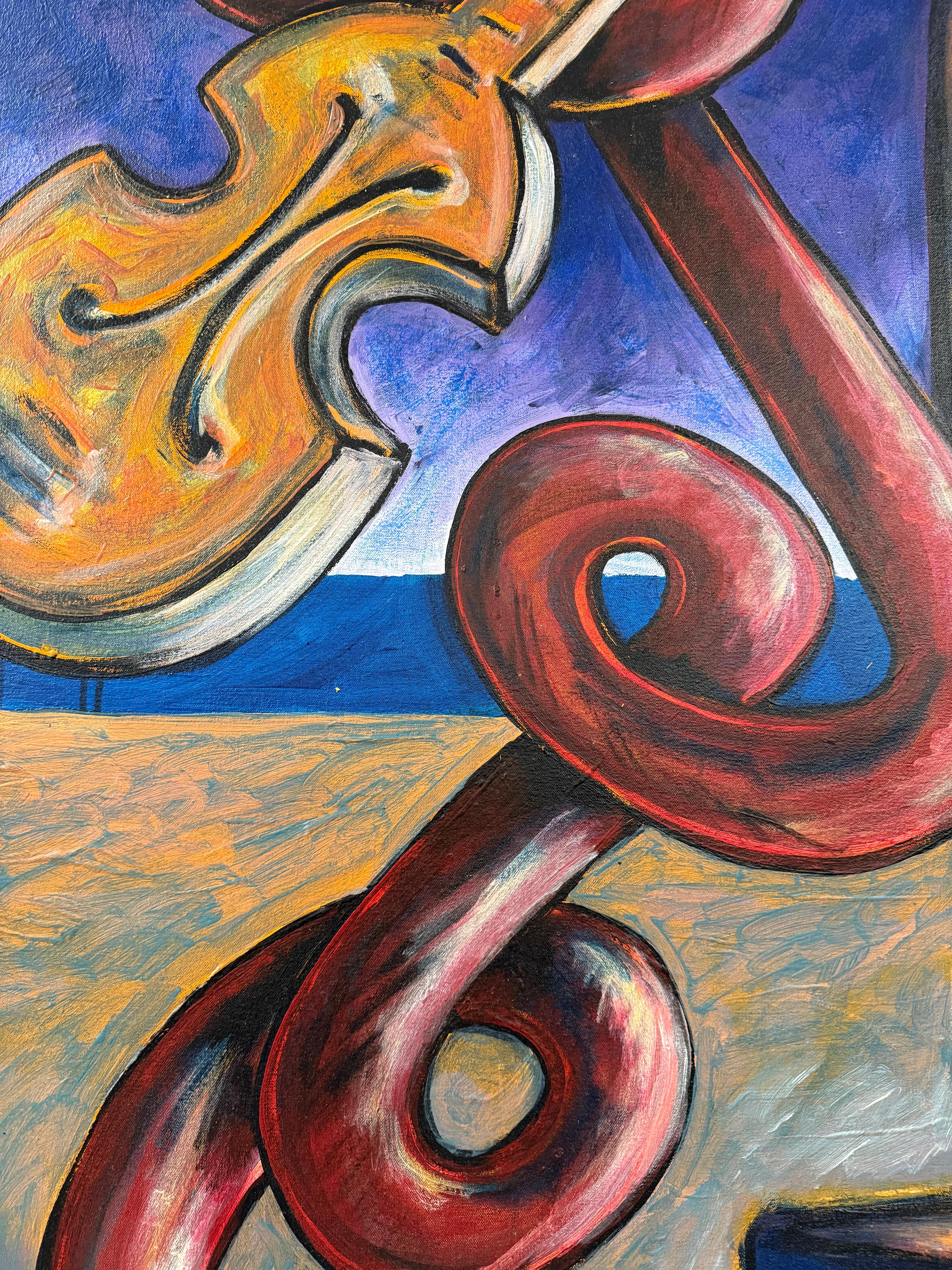 1992 Violinista Figural Abstracto del Destacado Artista Panameño Taro Tobal en venta 6