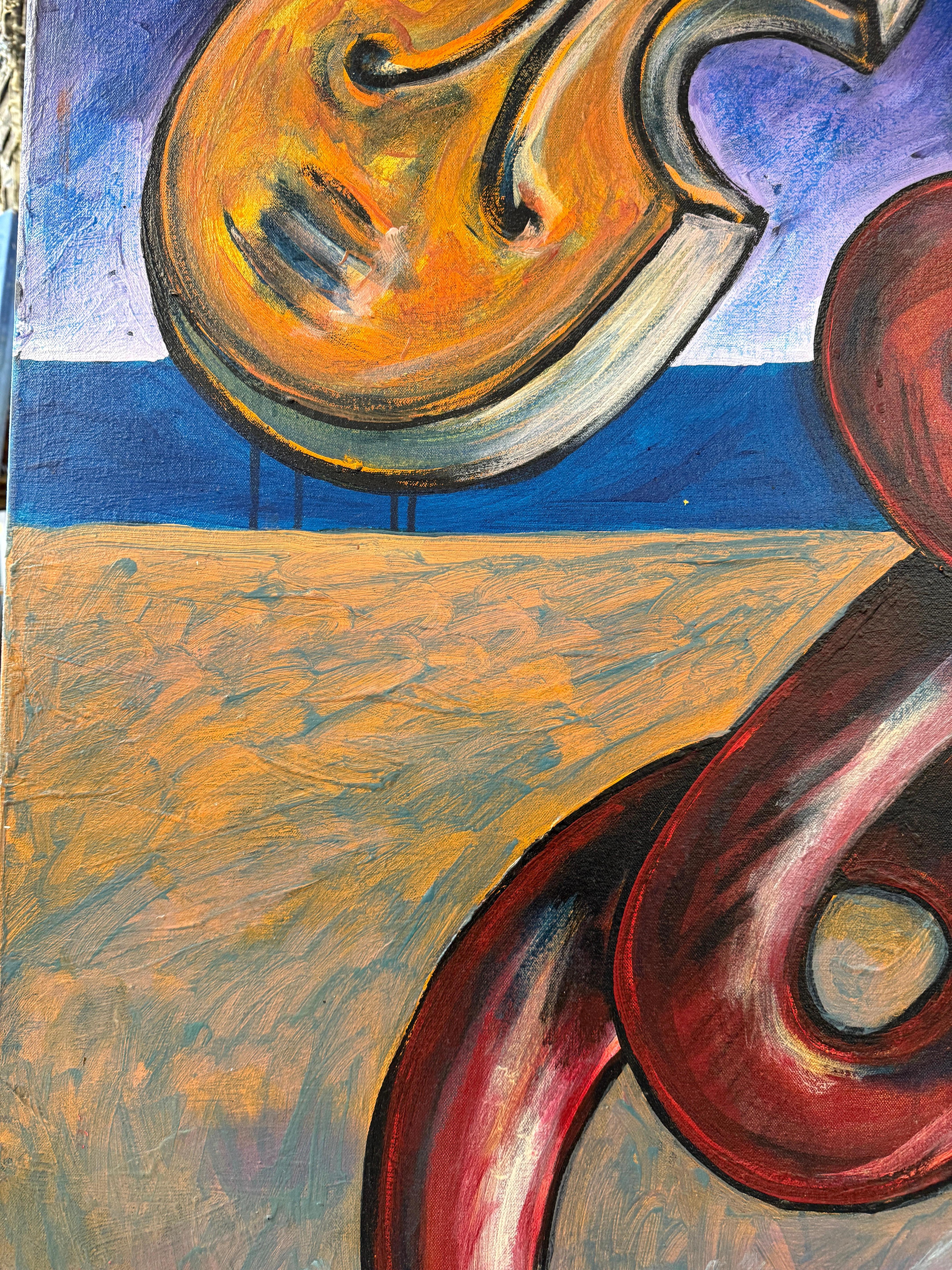 1992 Violinista Figural Abstracto del Destacado Artista Panameño Taro Tobal en venta 7