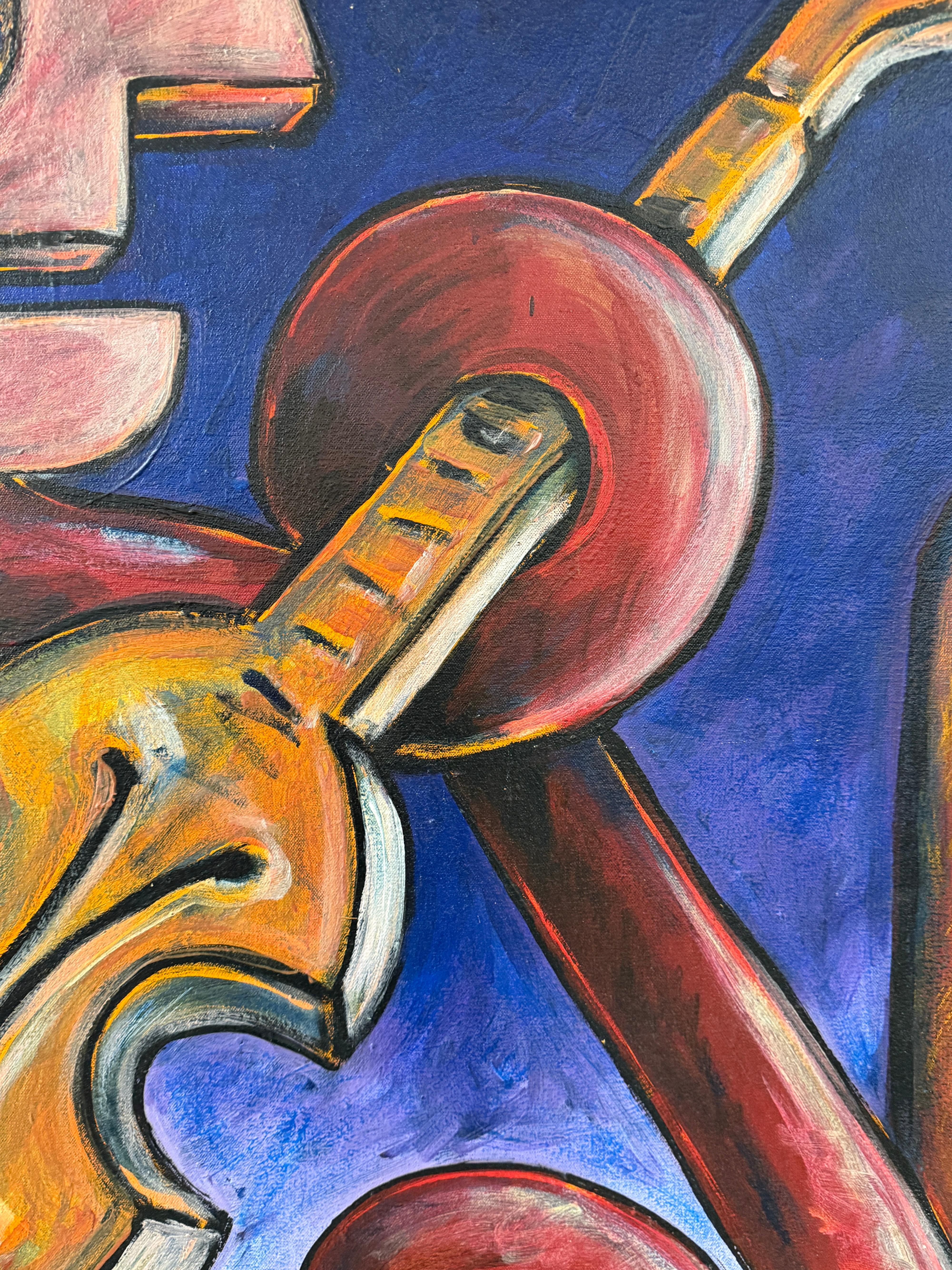 1992 Violinista Figural Abstracto del Destacado Artista Panameño Taro Tobal en Bueno estado para la venta en Palm Springs, CA