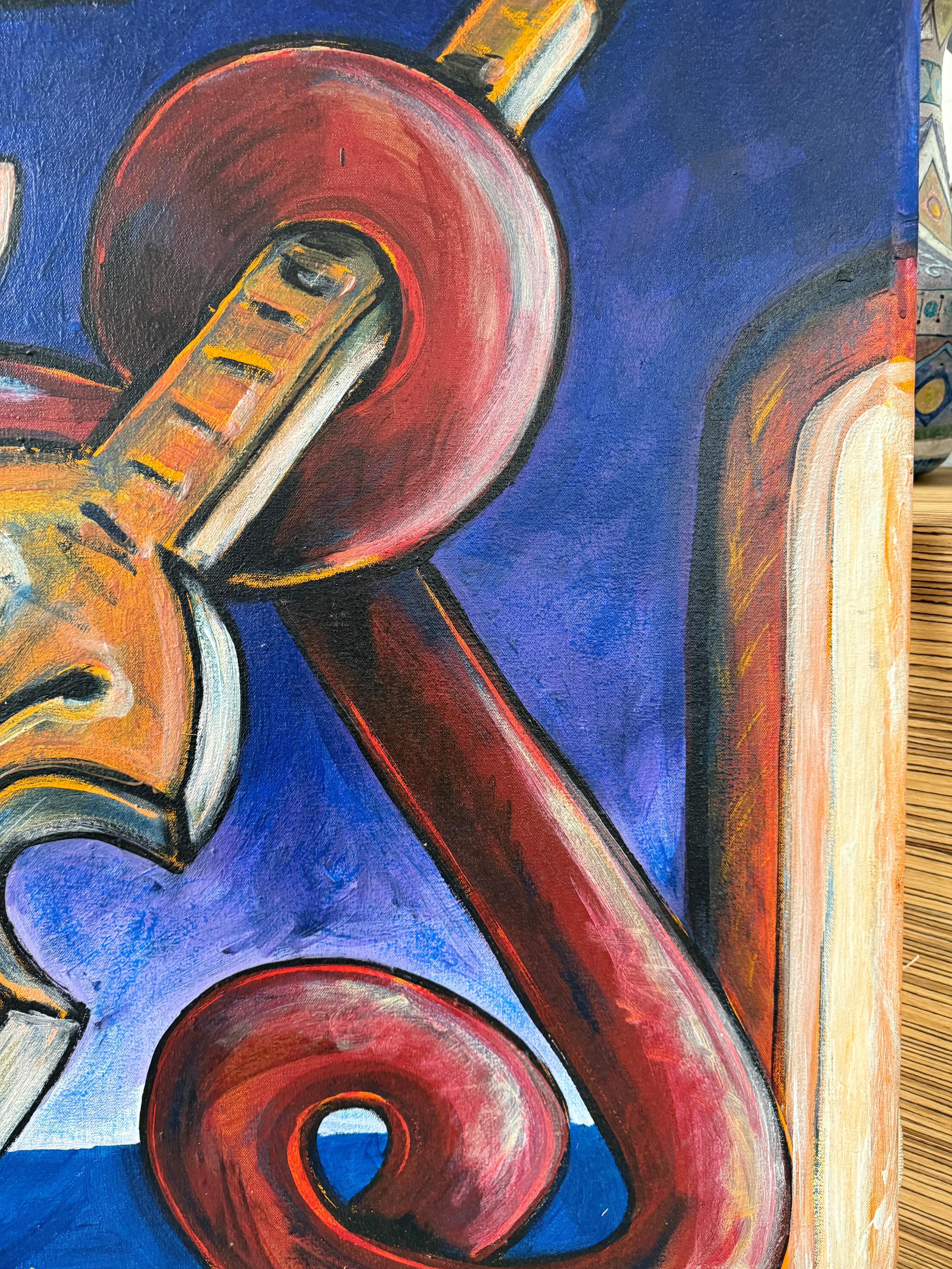 1992 Violinista Figural Abstracto del Destacado Artista Panameño Taro Tobal en venta 1