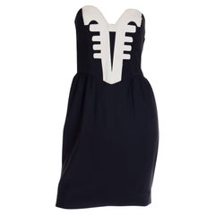 1992 Franco Moschino Couture Venetian Gondola Black & Ivory Strapless Mini Dress