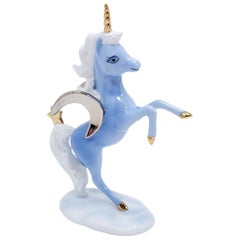 1992 Franklin Mint Porcelain Figurine Blue Unicorn "Where Love Shines Bright"