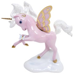 1992 Franklin Mint Porcelain Figurine Pink Unicorn "Love Will Set You Free"