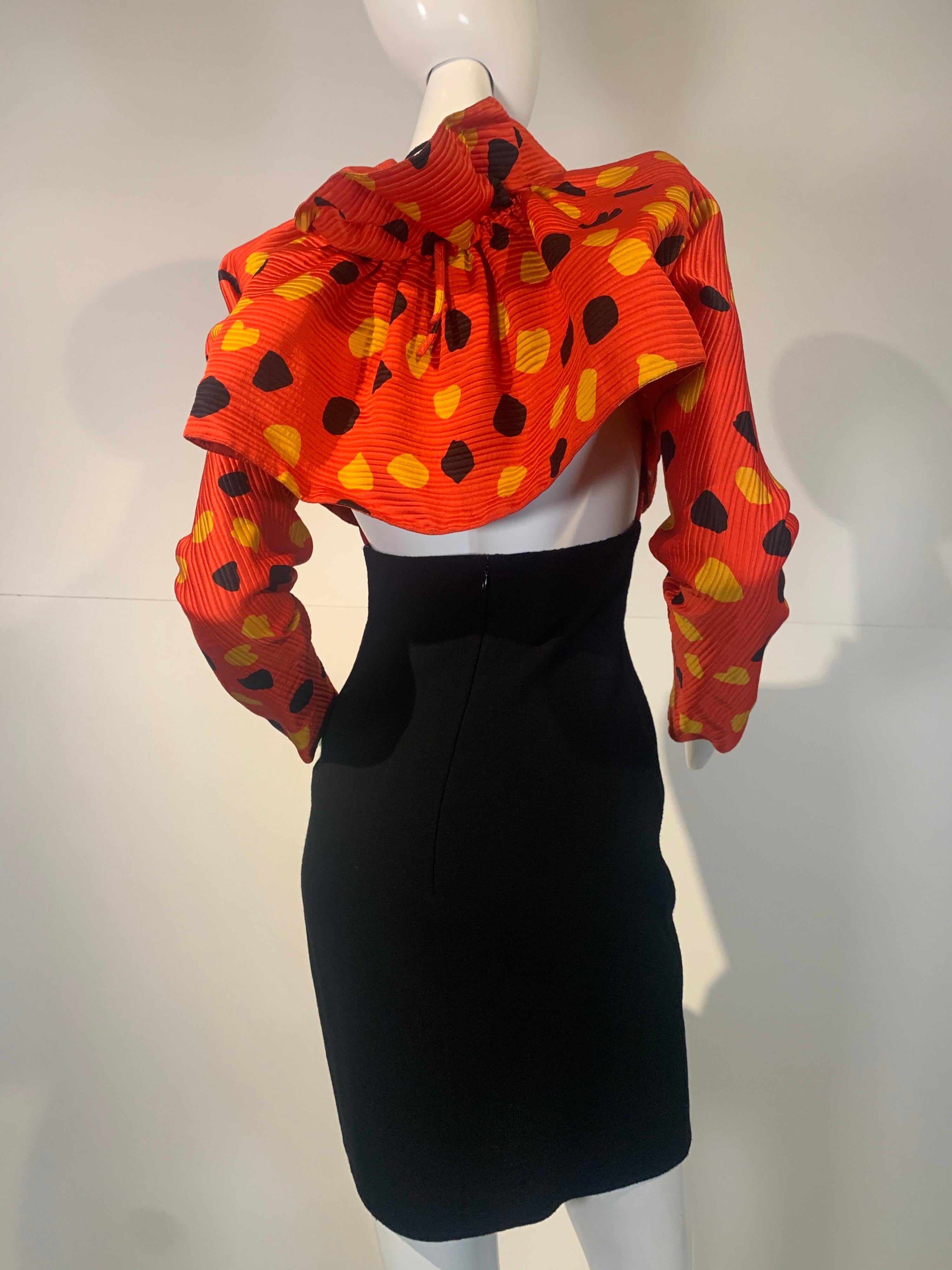 1992 Geoffrey Beene Red Black & Yellow Polka Dot Mini Dress & Bolero Size 6 7