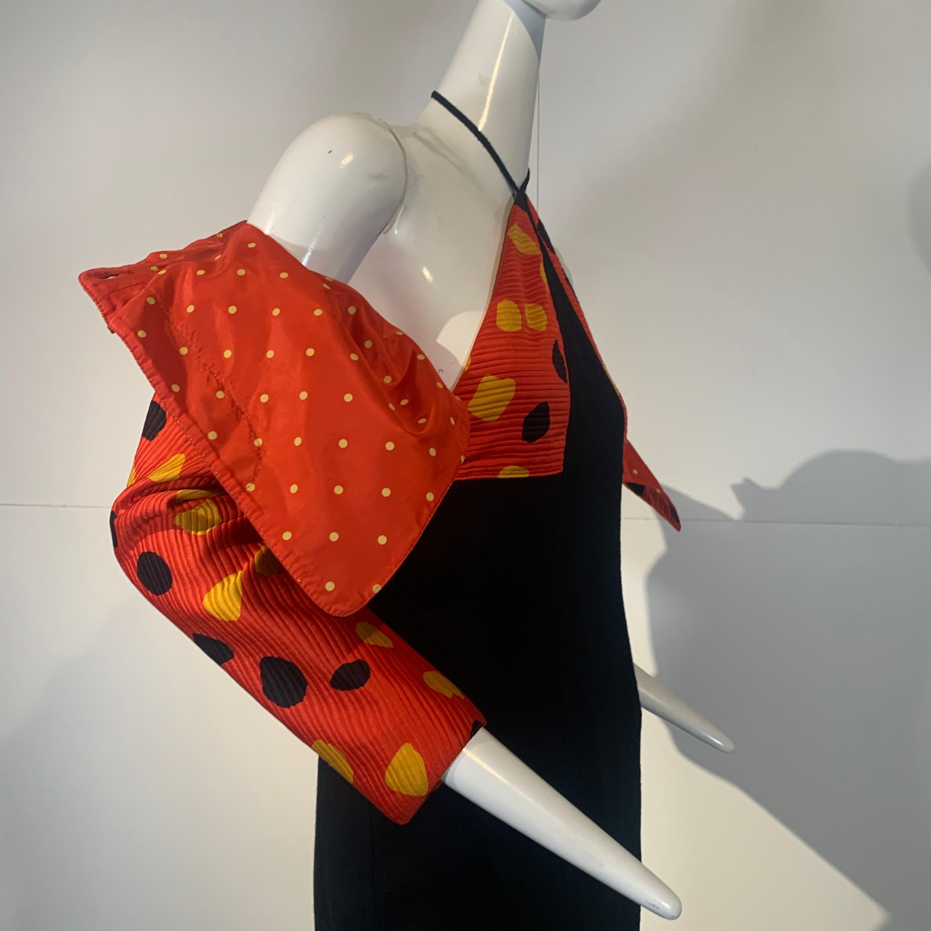 1992 Geoffrey Beene Red Black & Yellow Polka Dot Mini Dress & Bolero Size 6 9