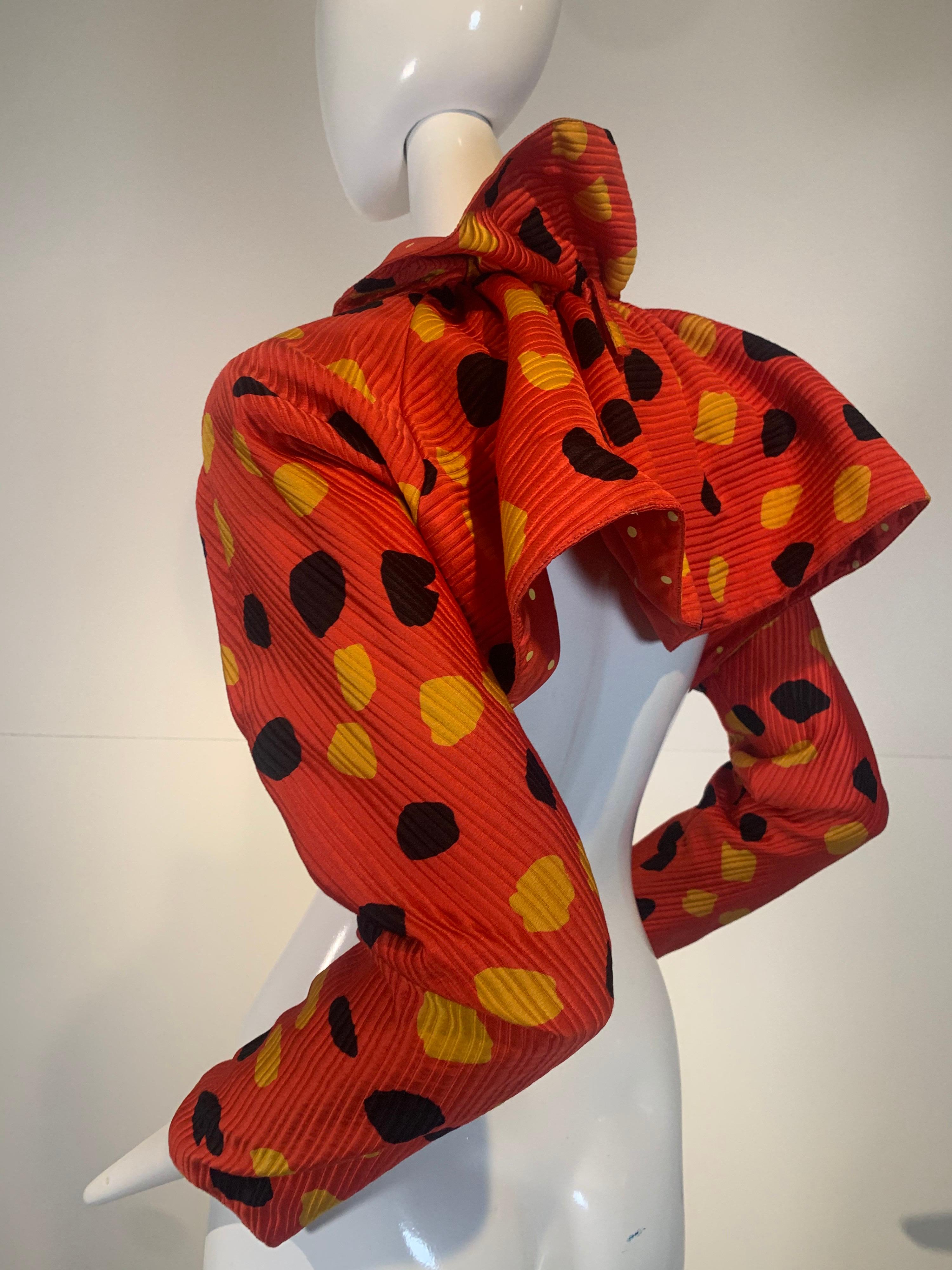 1992 Geoffrey Beene Red Black & Yellow Polka Dot Mini Dress & Bolero Size 6 11