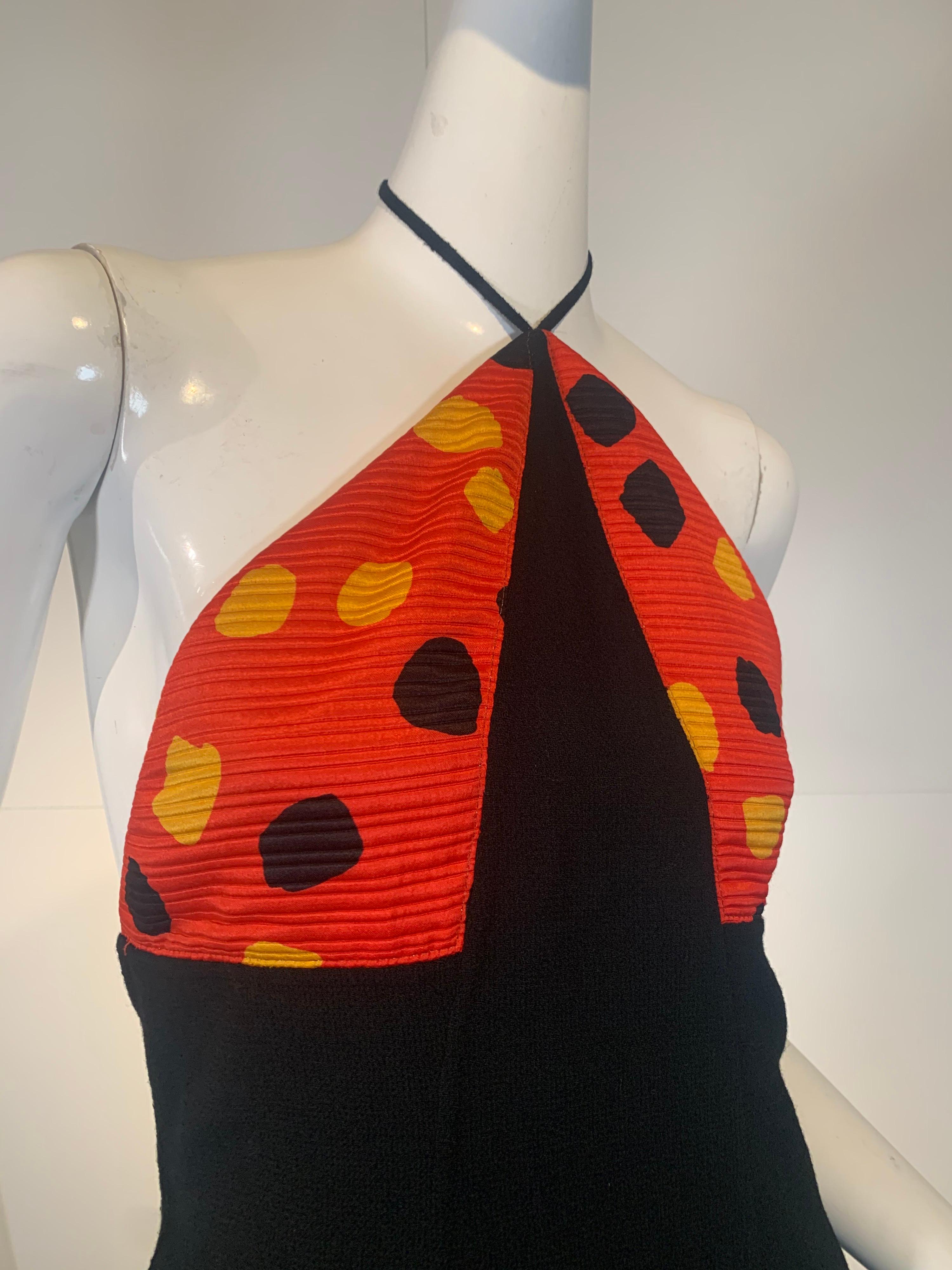 1992 Geoffrey Beene Red Black & Yellow Polka Dot Mini Dress & Bolero Size 6 In Excellent Condition In Gresham, OR