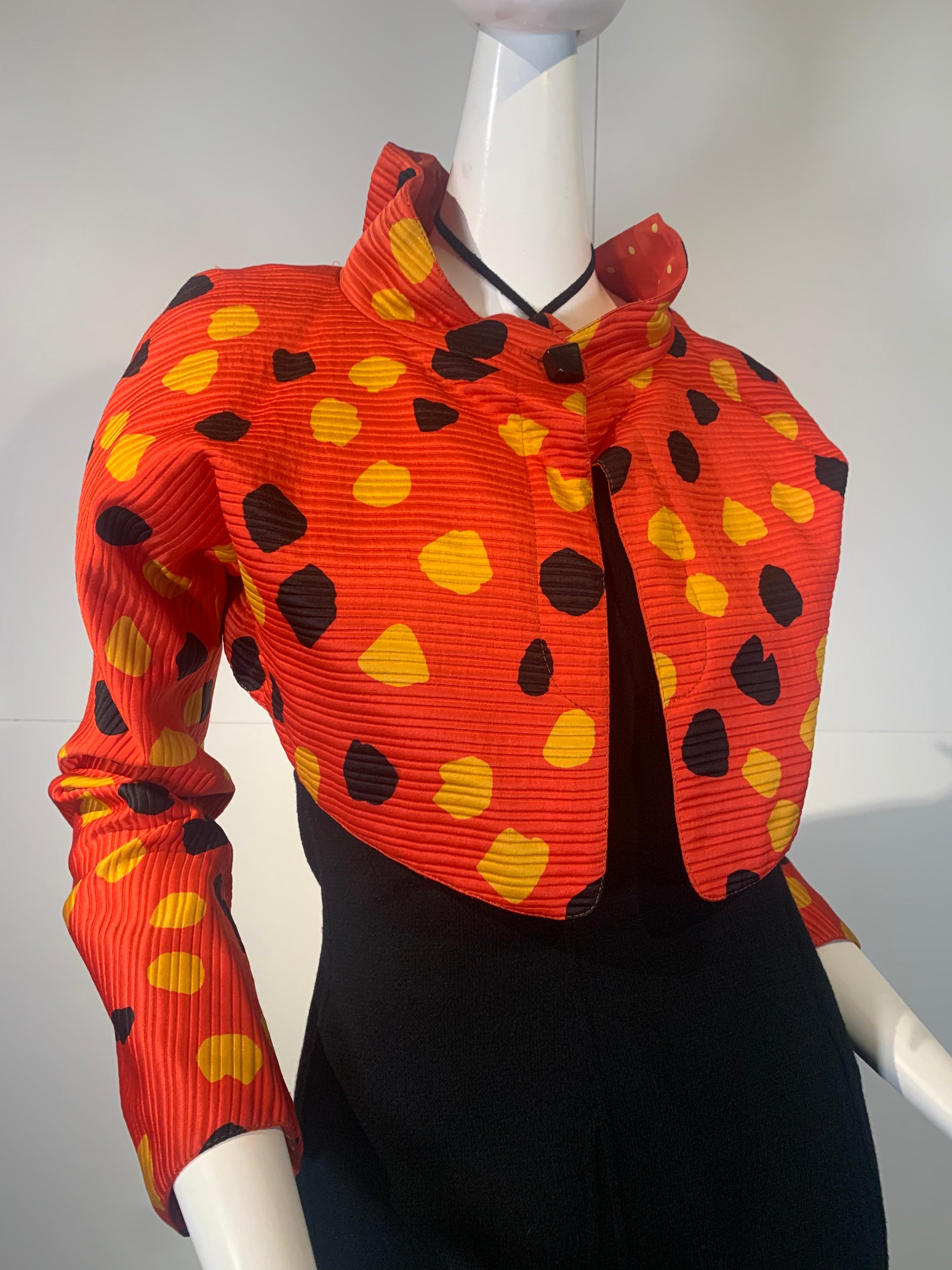 1992 Geoffrey Beene Red Black & Yellow Polka Dot Mini Dress & Bolero Size 6 3
